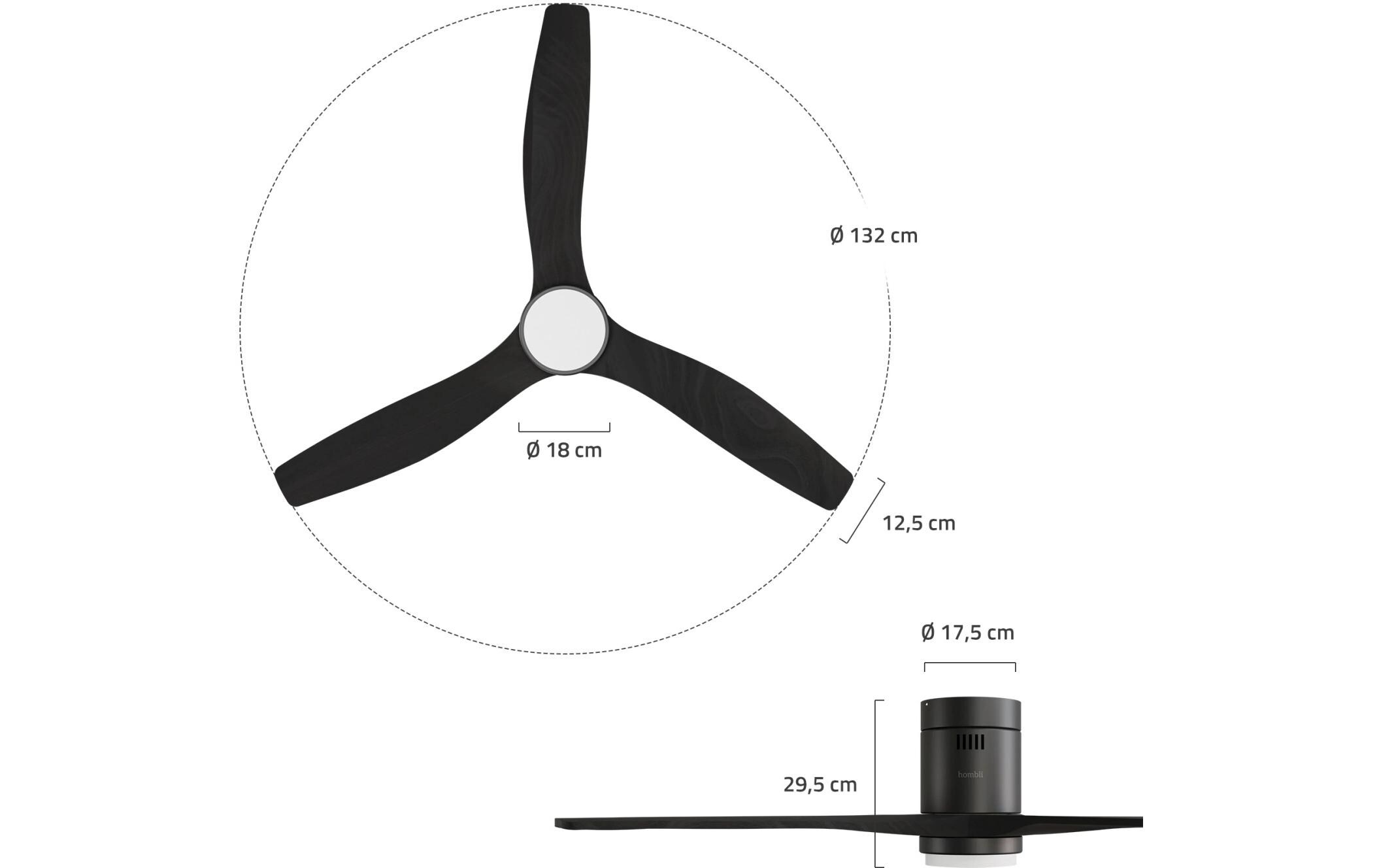 hombli Deckenventilator 1320 mm, Schwarz hombli Deckenventilator 1320 mm, Schwarz
