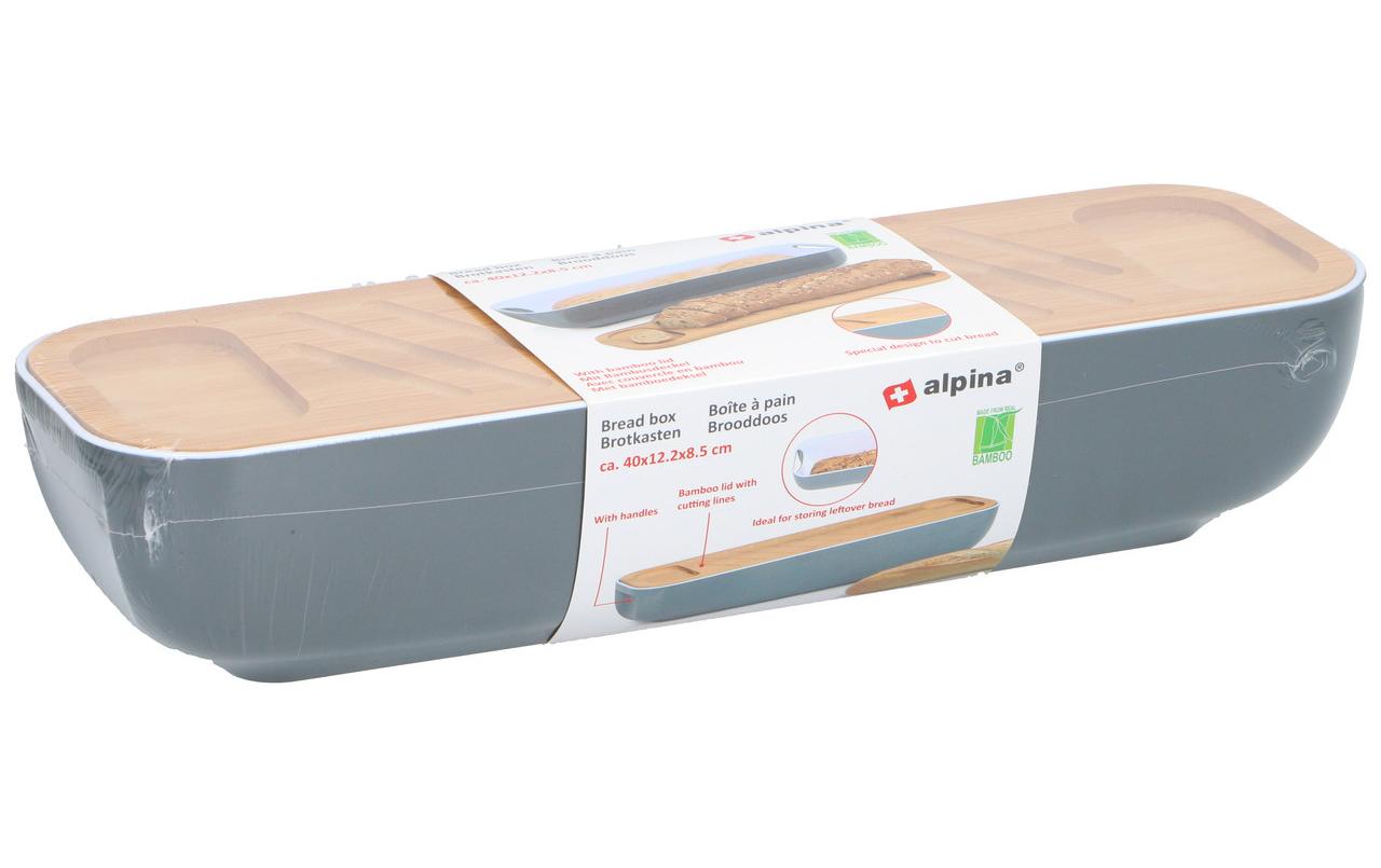 alpina Brotkasten mit Bambusdeckel Grau