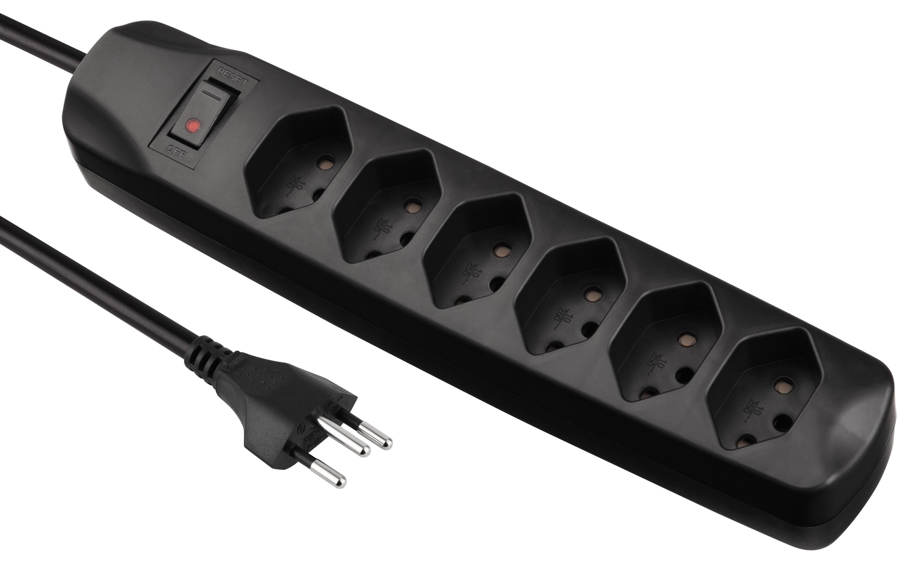 FURBER.power Steckdosenleiste 6x T13 mit Schalter, 5 Stück