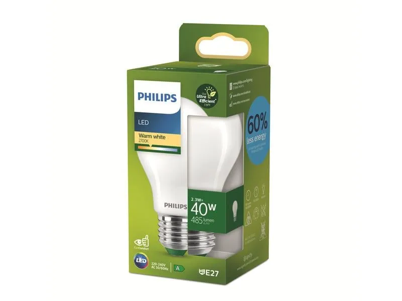 Philips Lampe E27 LED, Ultra-Effizient, Warmweiss, 40W Ersatz Philips Lampe E27 LED, Ultra-Effizient, Warmweiss, 40W Ersatz