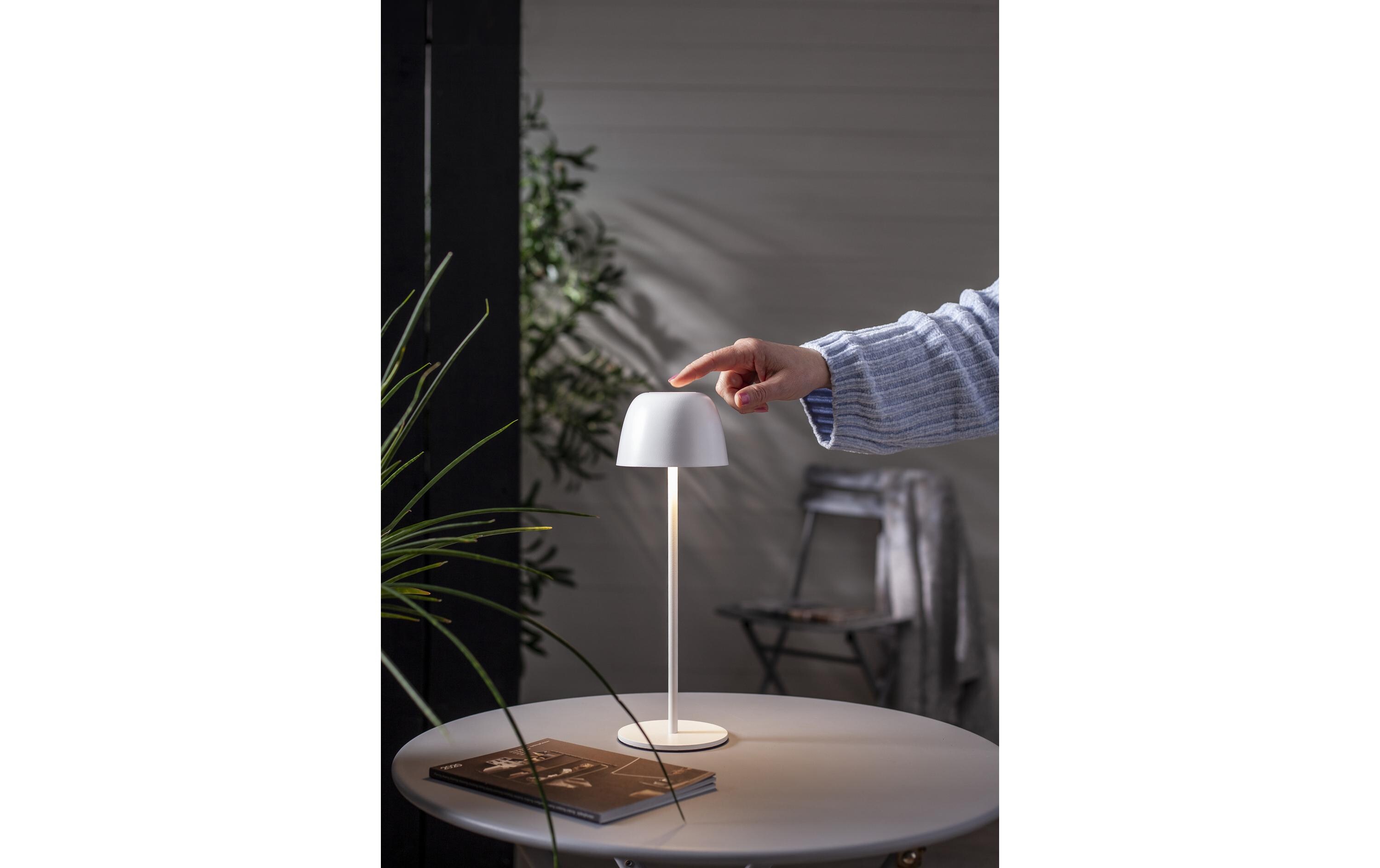 Star Trading Akku-Tischleuchte Ronda IP54, Warmweiss, Weiss