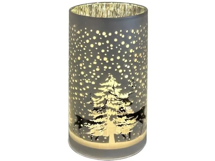 Dameco LED Windlicht Glas Silber Tannenbaum Dameco LED Windlicht Glas Silber Tannenbaum