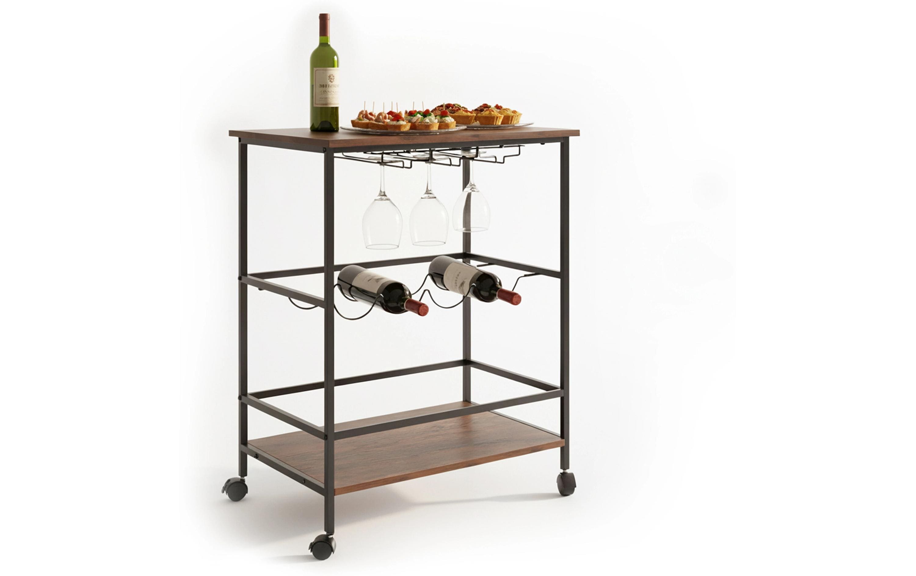 relaxdays Servierwagen 82 x 60 x 45 cm Dunkelbraun/Schwarz