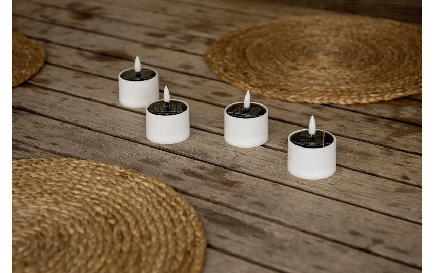 STT LED Teelichter Set Solar Ø 5 x 6.5 cm, Weiss, 4 Stk