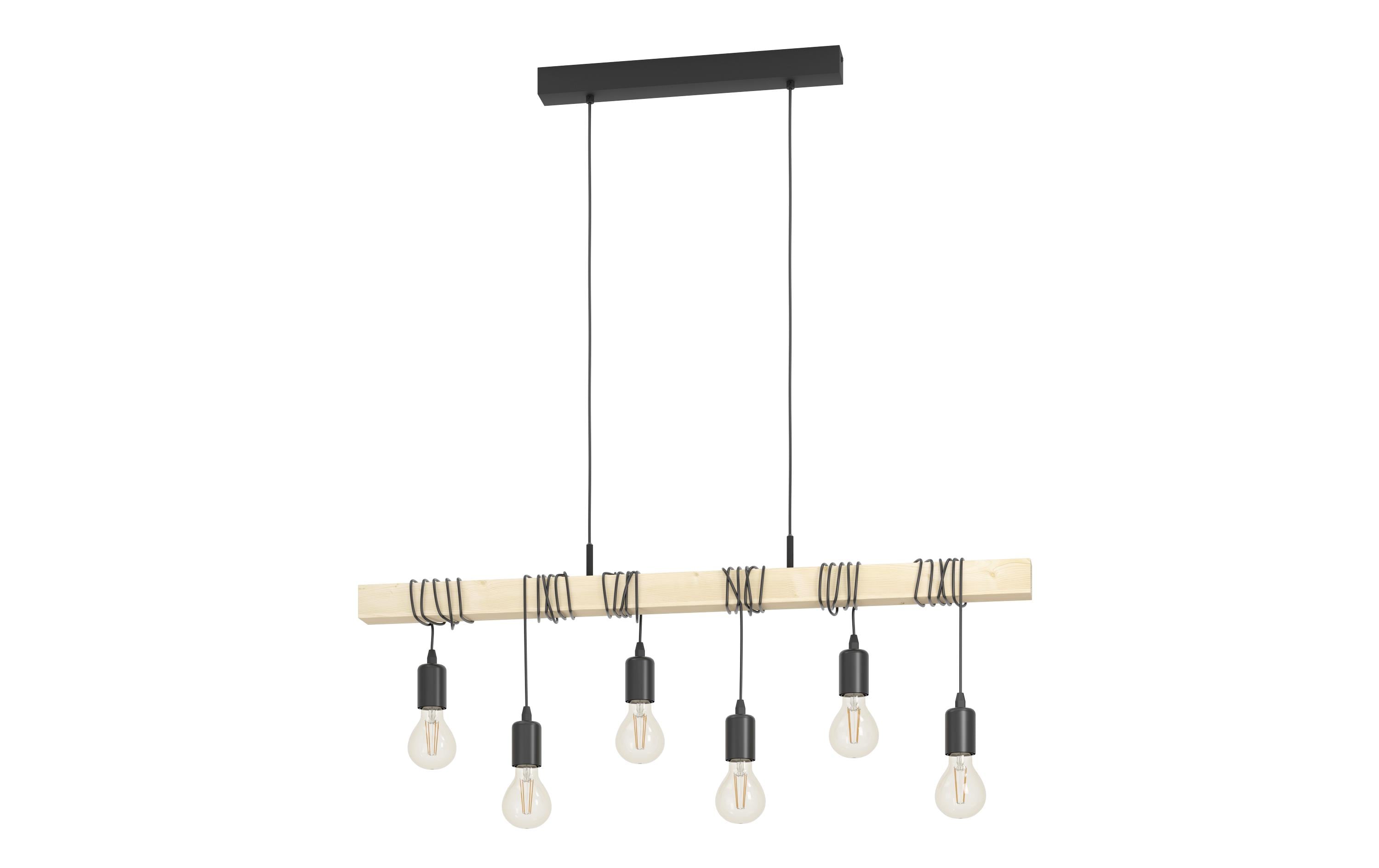 EGLO Leuchten Pendelleuchte TOWNSHEND schwarz, braun exkl. E27 6x60W EGLO Leuchten Pendelleuchte TOWNSHEND schwarz, braun exkl. E27 6x60W