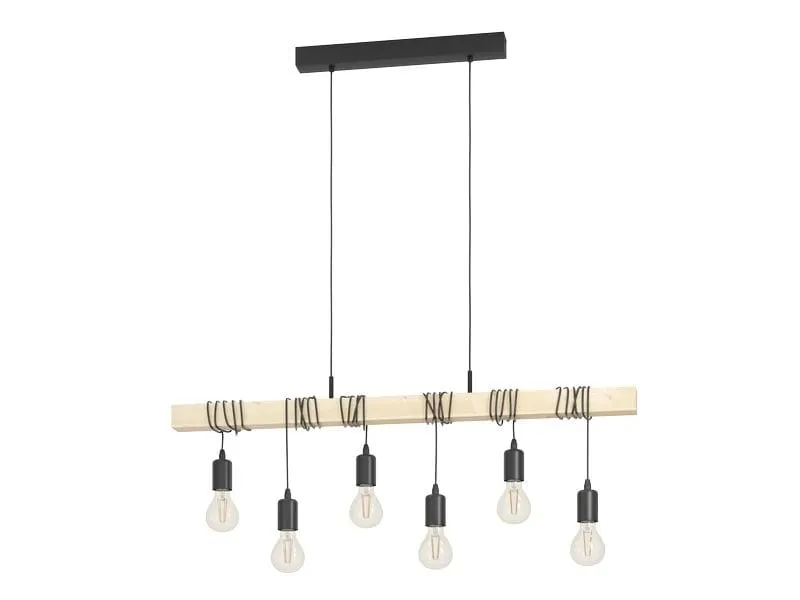 EGLO Leuchten Pendelleuchte TOWNSHEND schwarz, braun exkl. E27 6x60W EGLO Leuchten Pendelleuchte TOWNSHEND schwarz, braun exkl. E27 6x60W
