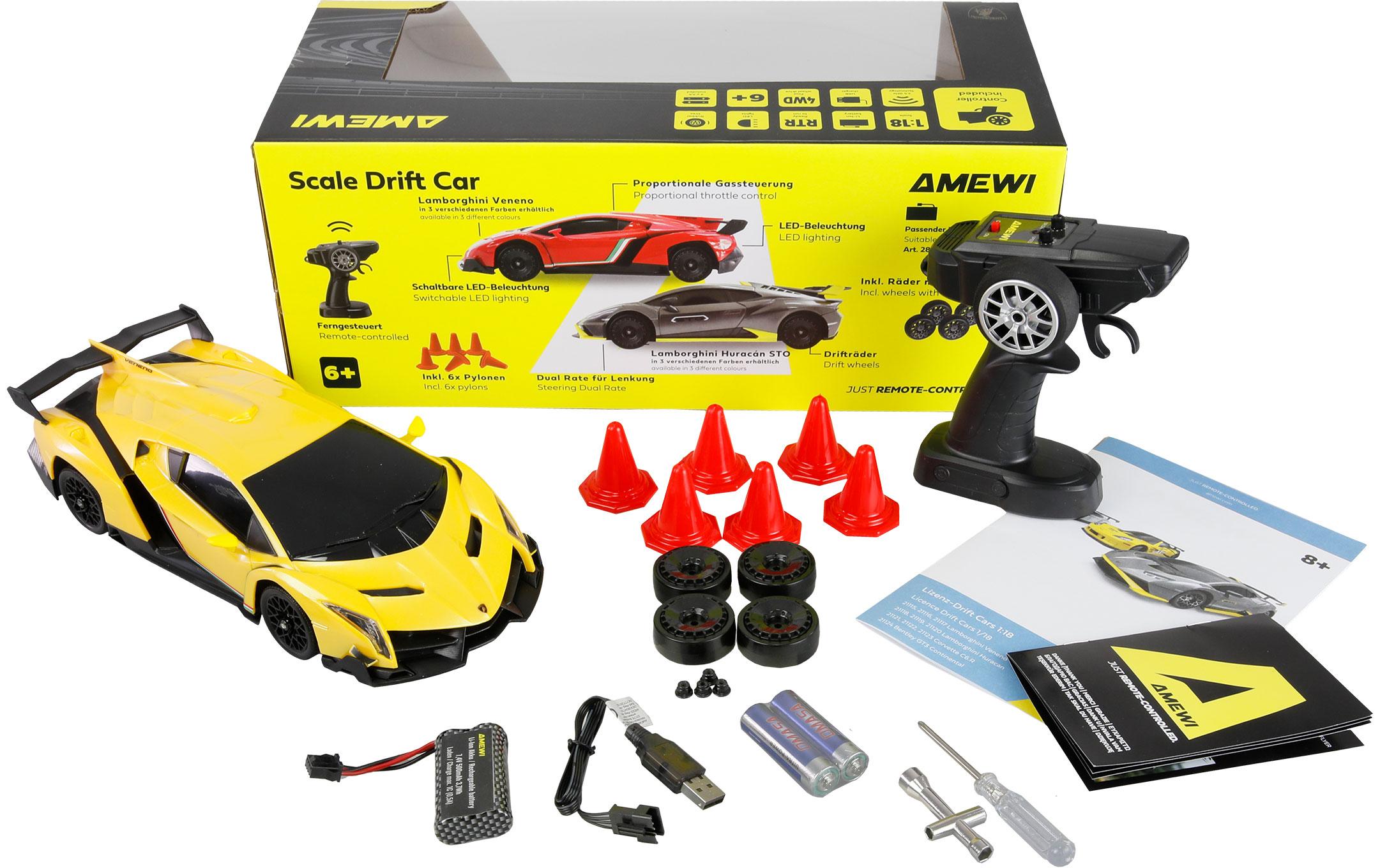 Amewi Drift Lamborghini Veneno 1:18 RTR Gelb