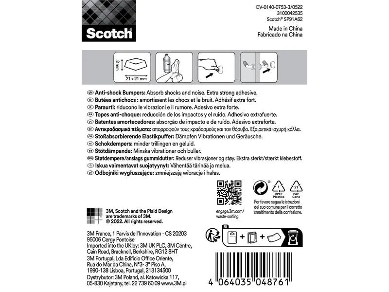 3M Schutzpuffer Anti Shock, 21 x 21 mm, Transparent, 6er Pack 3M Schutzpuffer Anti Shock, 21 x 21 mm, Transparent, 6er Pack