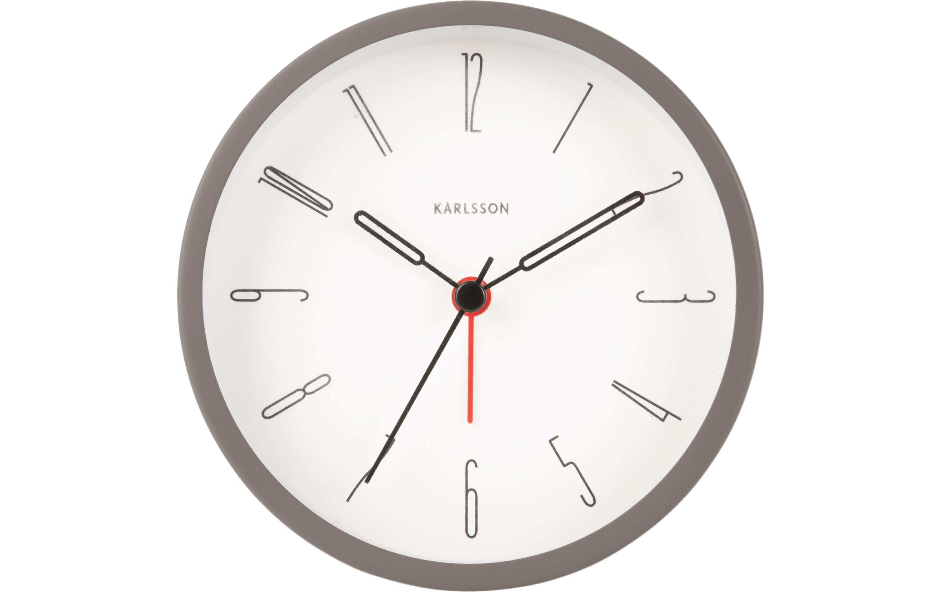 KARLSSON Klassischer Wecker Belle Numbers 11 cm, Grau