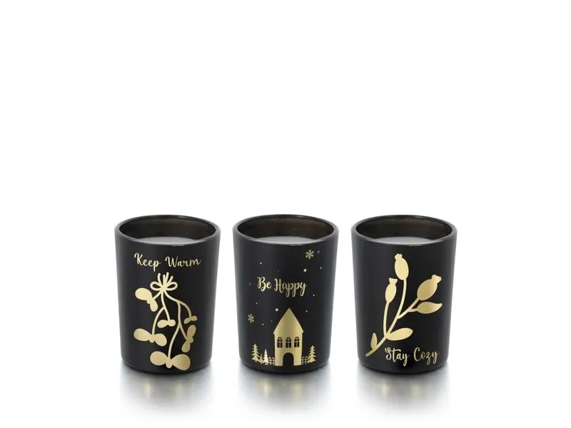 balthasar Weihnachtskerze Feliz im Glas, Schwarz