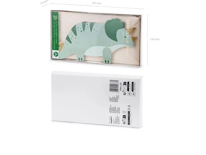 Partydeco Einladungskarte Triceratops 6 Stück