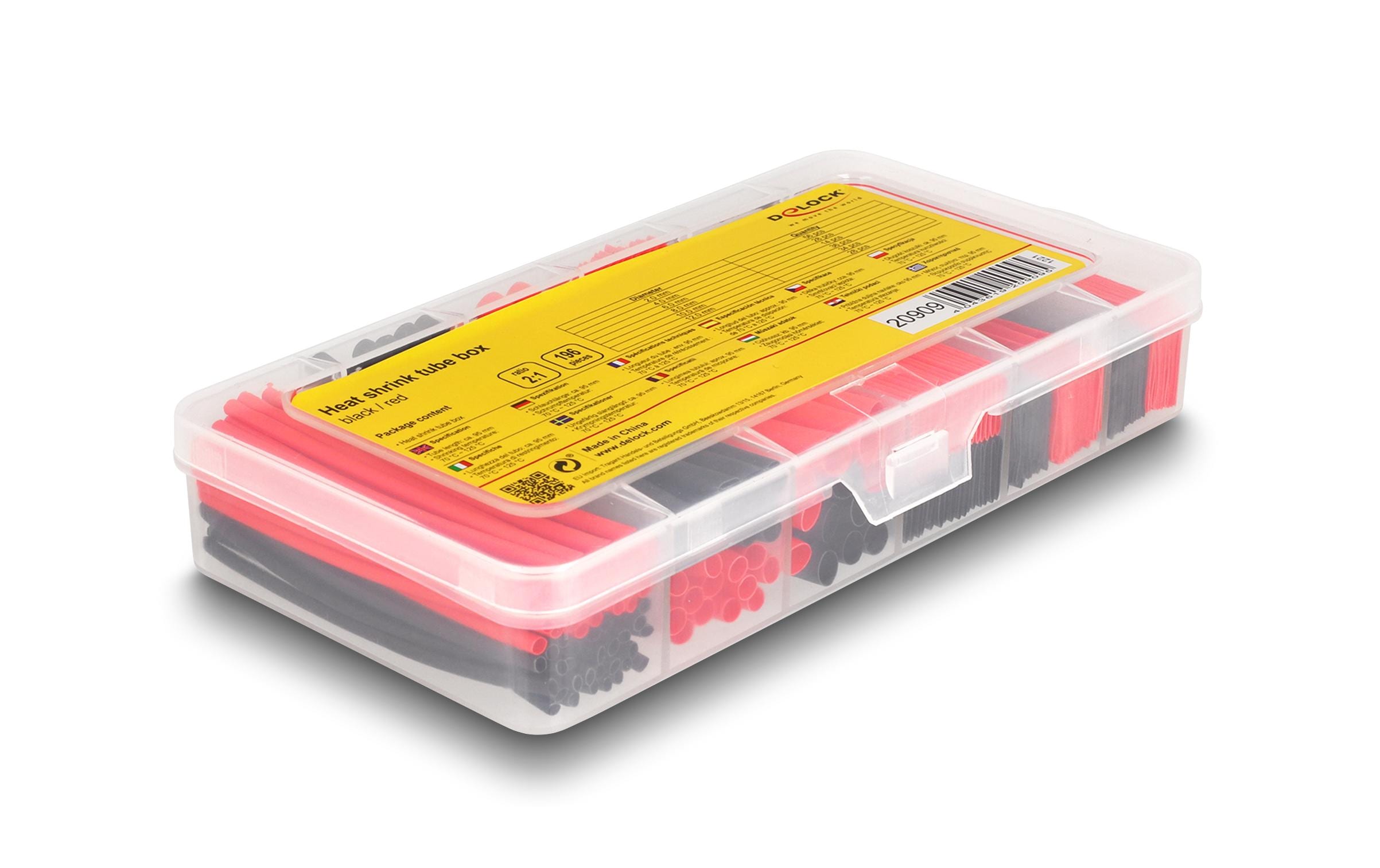 Delock Schrumpfschlauch Sortimentsbox, schwarz/rot, 196-teilig