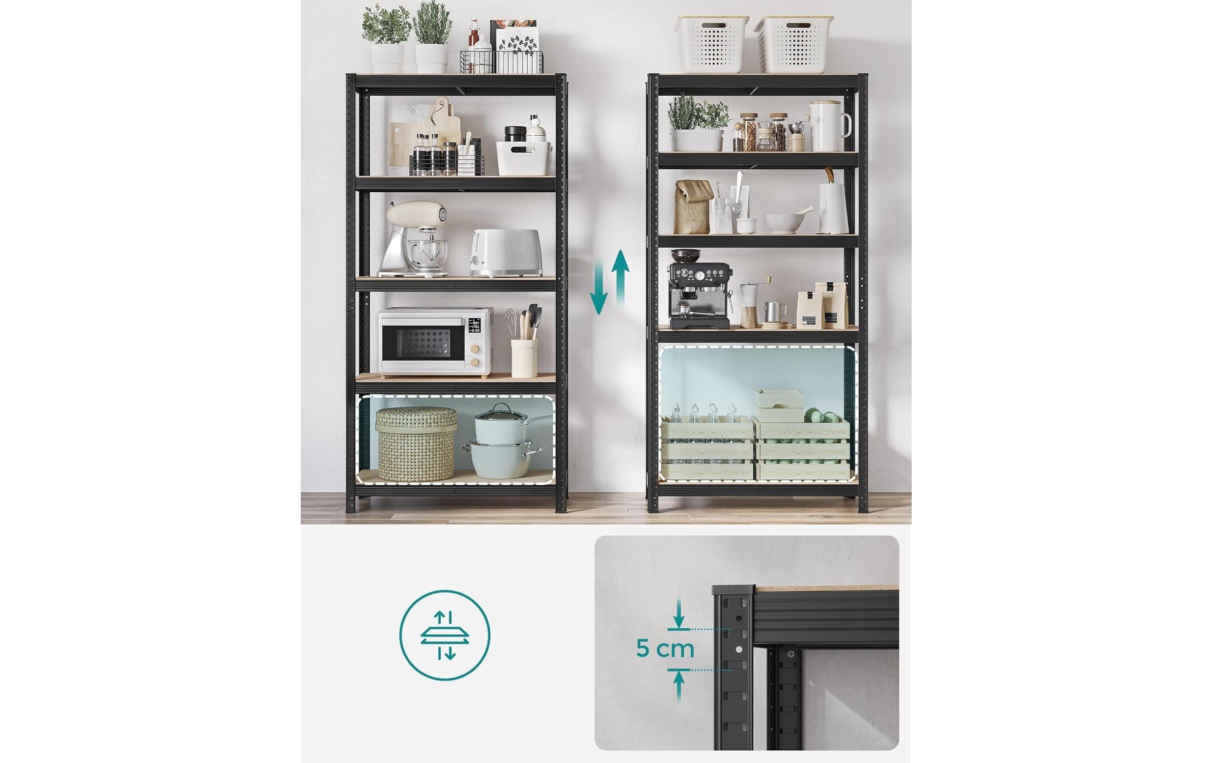 Songmics Regal 5 Ablagen Schwarz