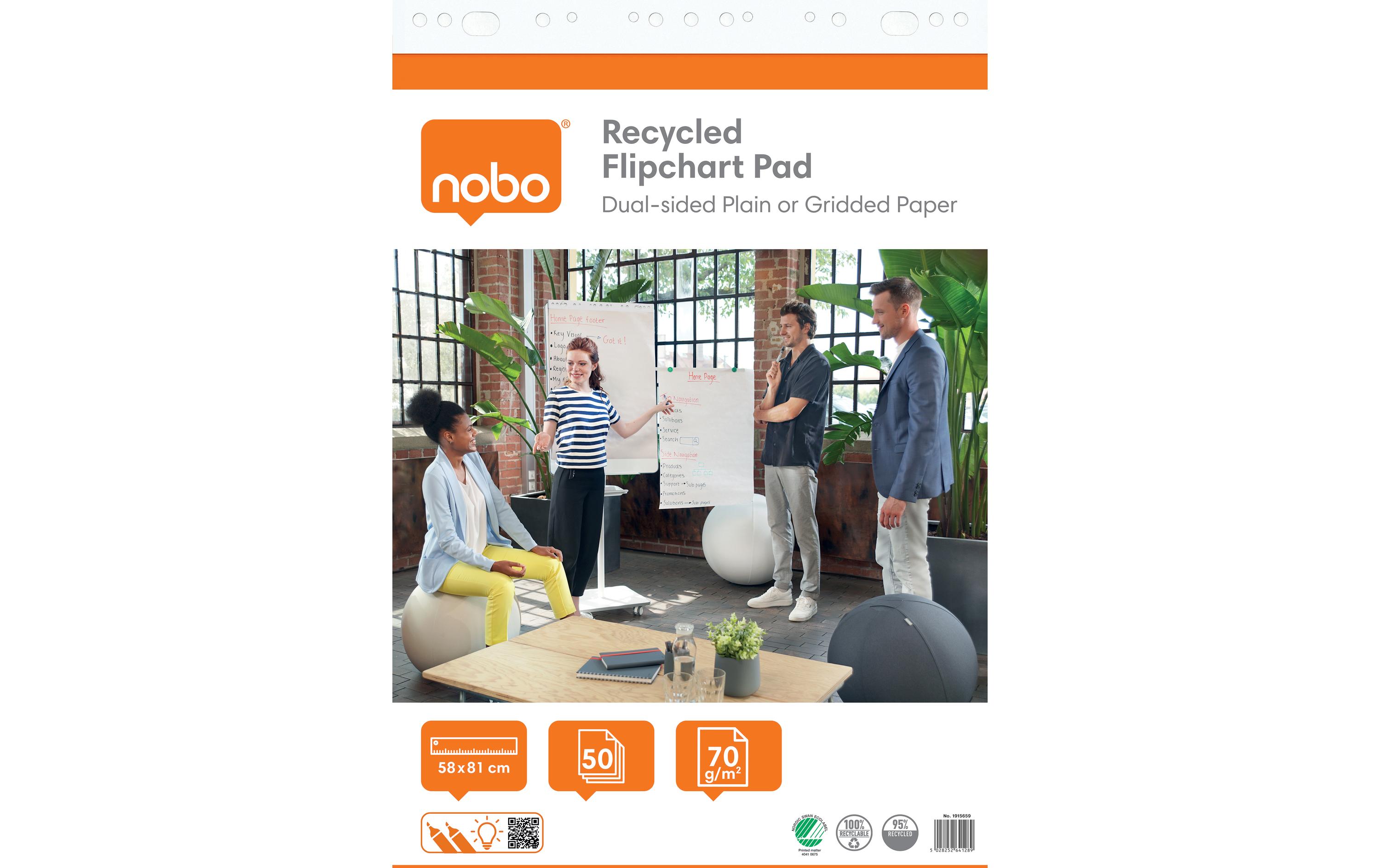 Nobo Flipchart blanko / kariert, 58 x 81 cm, 50 Blatt