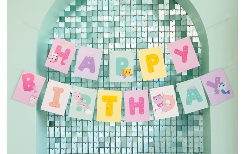 Partydeco Girlande Gabbys Dollhouse Happy Birthday, 1.8 m