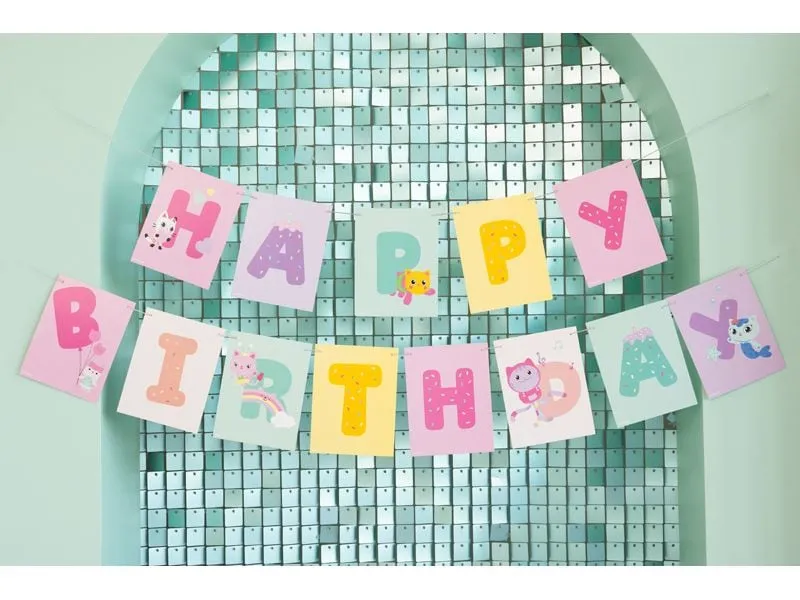 Partydeco Girlande Gabbys Dollhouse Happy Birthday, 1.8 m