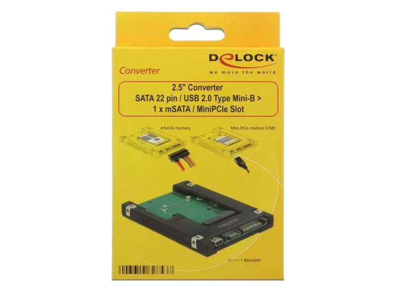 Delock 2.5-Adapterplatine mSATA/Mini-PCI-Express – SATA/USB Delock 2.5-Adapterplatine mSATA/Mini-PCI-Express – SATA/USB