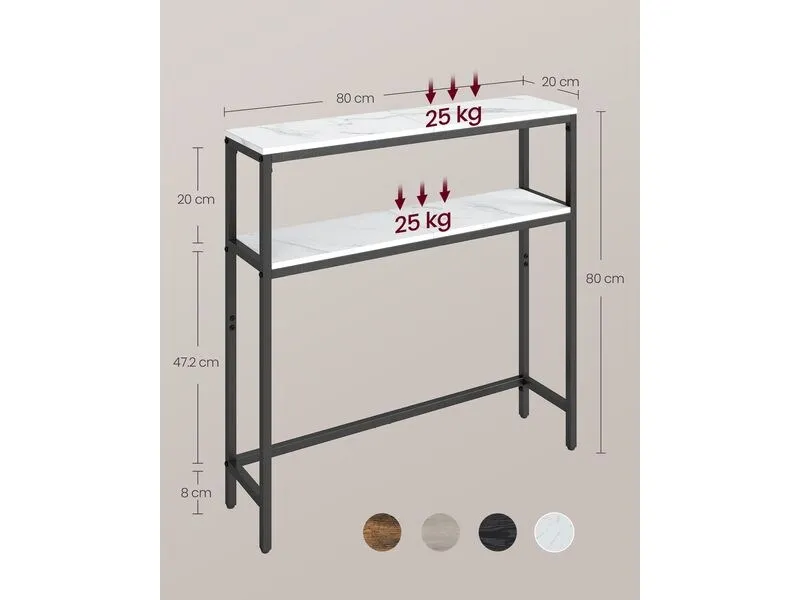 VASAGLE Konsolentisch 80 x 80 cm, Weiss/Schwarz