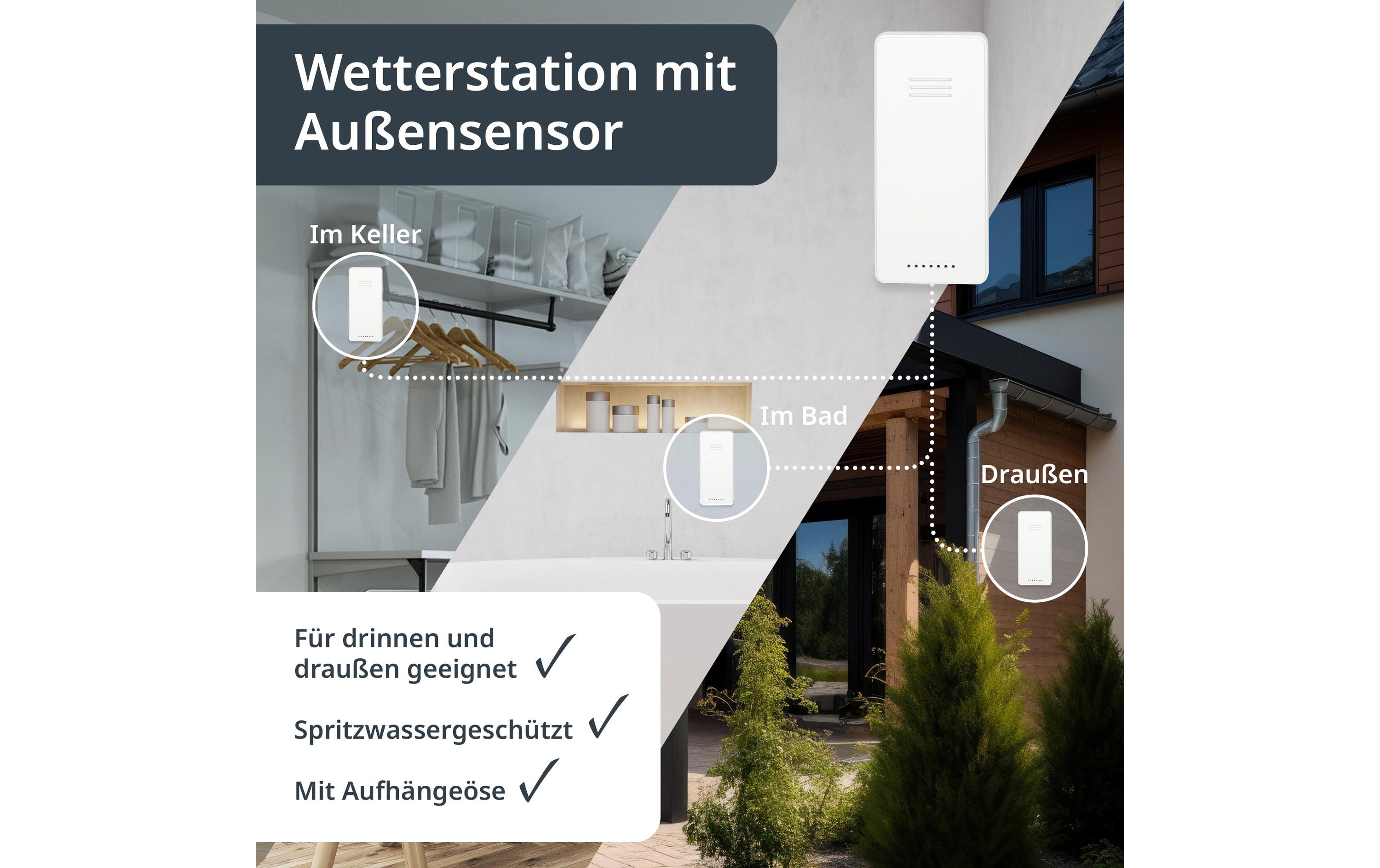 ADE Wetterstation mit Funk-Aussensensor mit DCF-Funkuhr, Schwarz ADE Wetterstation mit Funk-Aussensensor mit DCF-Funkuhr, Schwarz