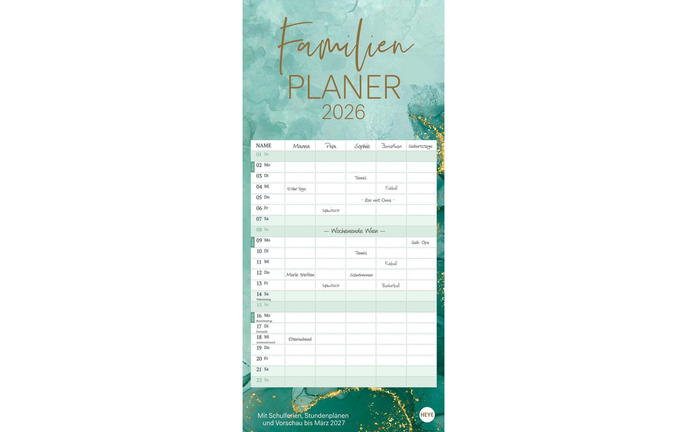 Heye Familienplaner Watercolor 2026 21 x 45 cm Heye Familienplaner Watercolor 2026 21 x 45 cm