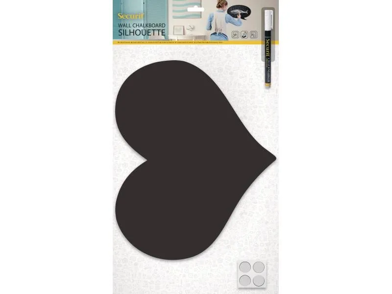 Securit Kreidetafel Silhouette Heart mit Klett, Schwarz Securit Kreidetafel Silhouette Heart mit Klett, Schwarz