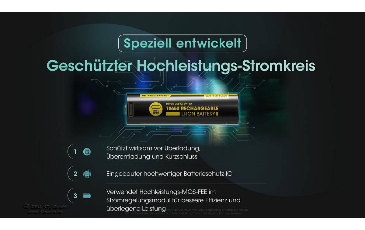 Nitecore Akku NL1836R 18650 UCB-C, 3600 mAh