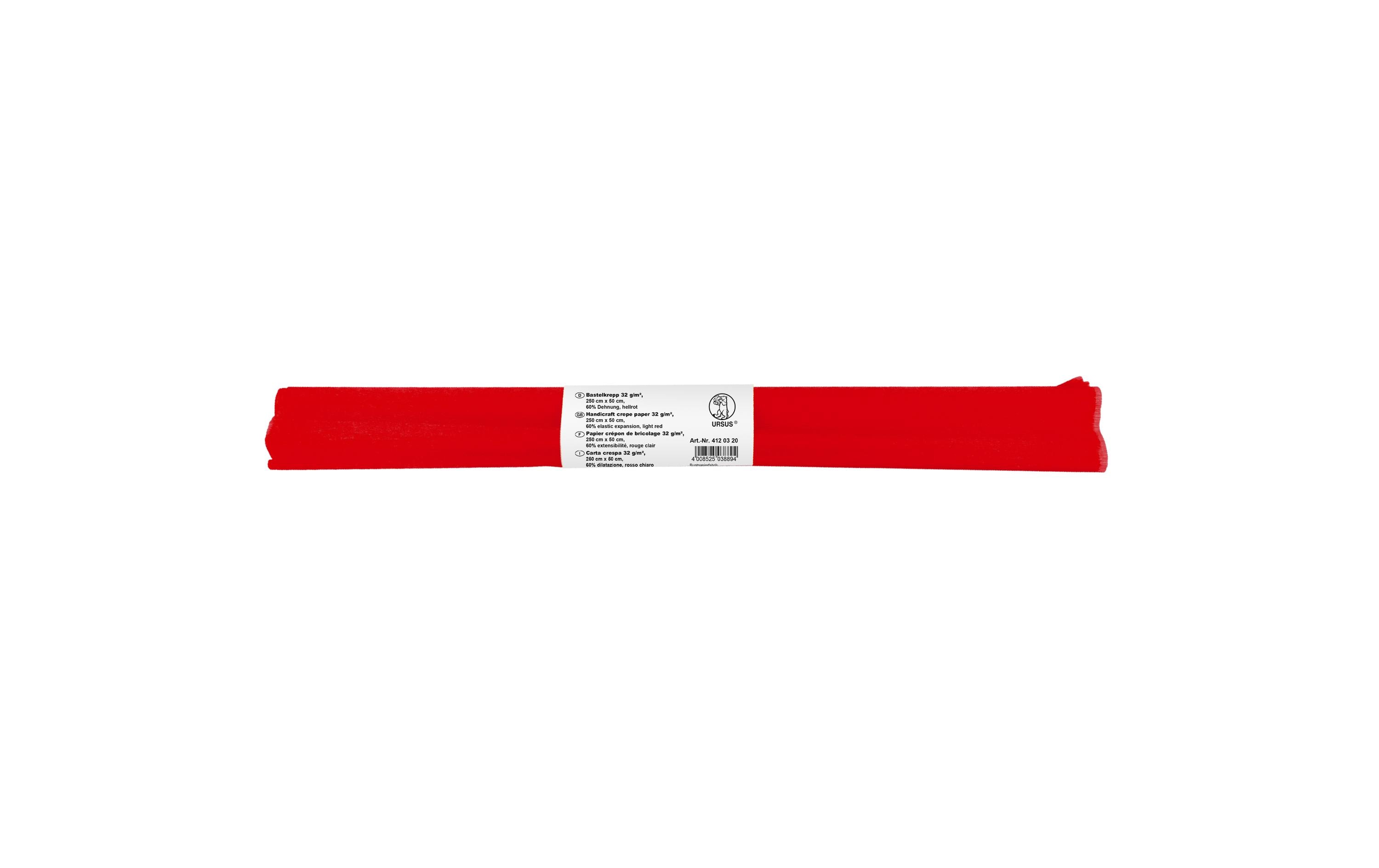 URSUS Krepppapier 50 cm x 2.5 m, 32 g/m², Hellrot