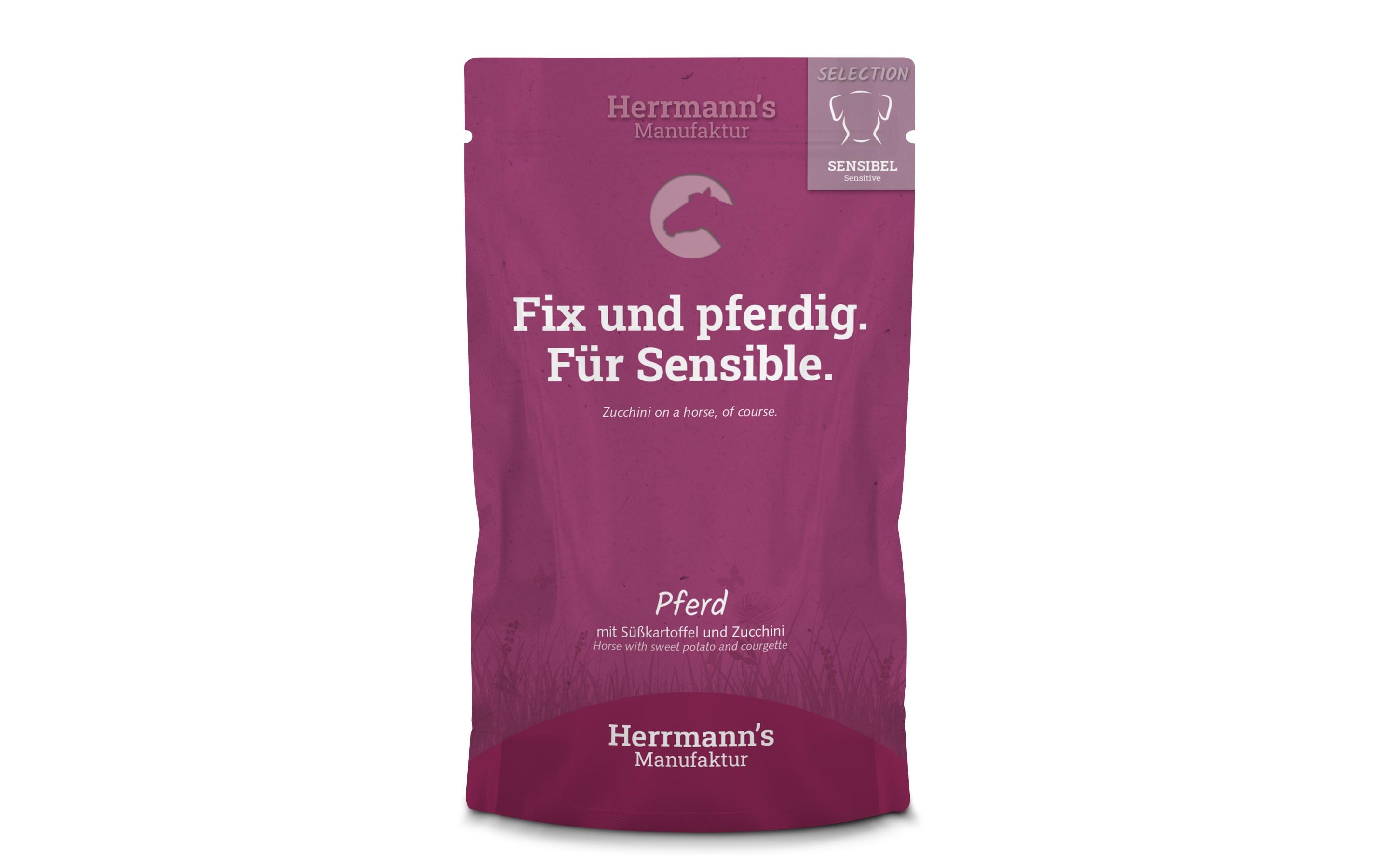 Herrmann's Nassfutter Sensibel Pferd, Süsskartoffel / Zucchini,15x150g