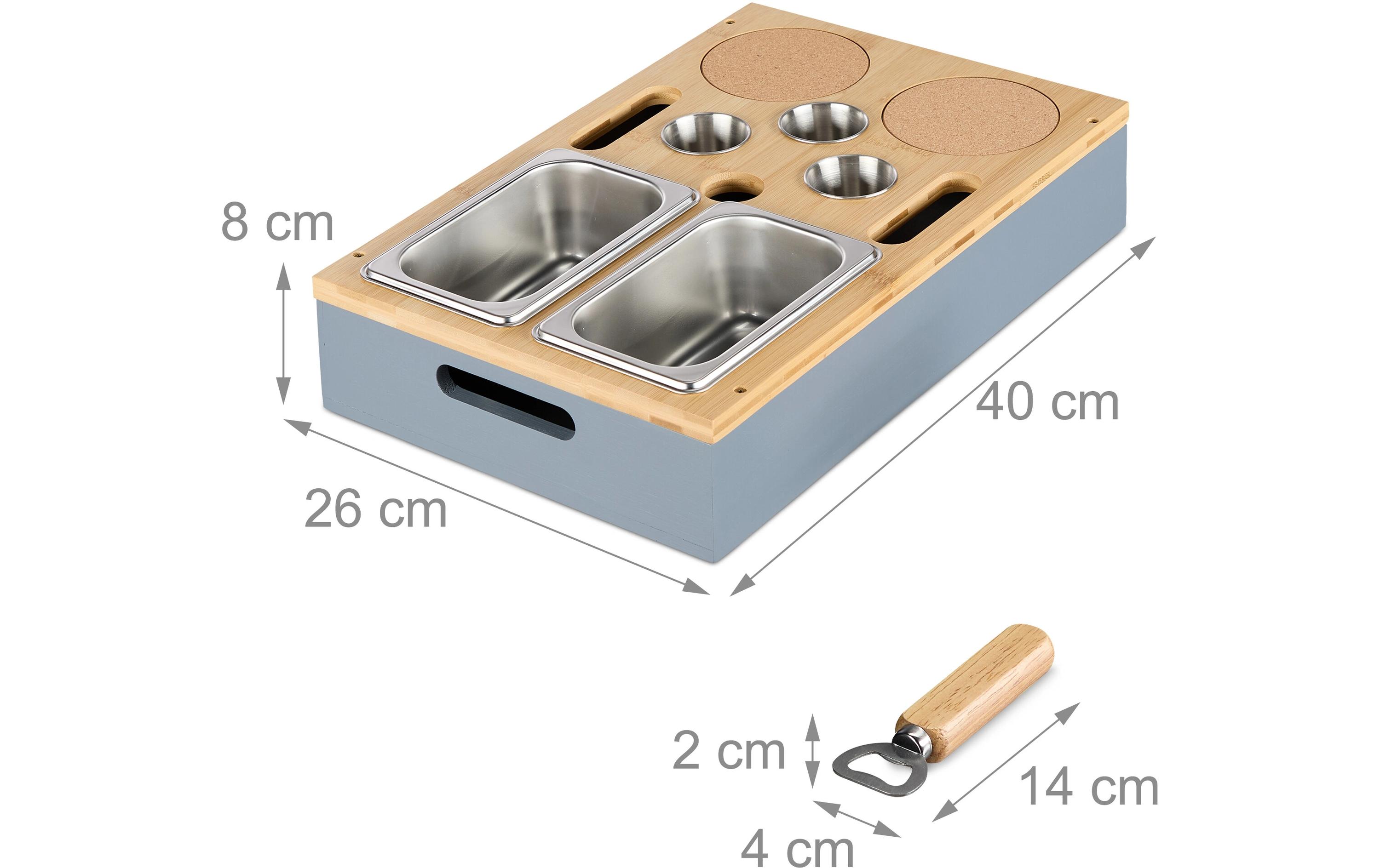 relaxdays Serviertablett Silber/Braun