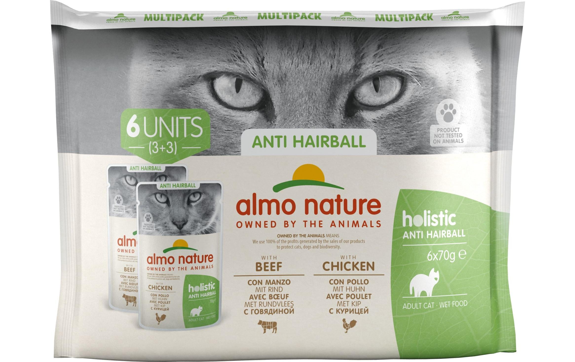 Almo Nature Nassfutter Holistic Anti Hairball mit Rind & Huhn, 6 x 70 g Almo Nature Nassfutter Holistic Anti Hairball mit Rind & Huhn, 6 x 70 g
