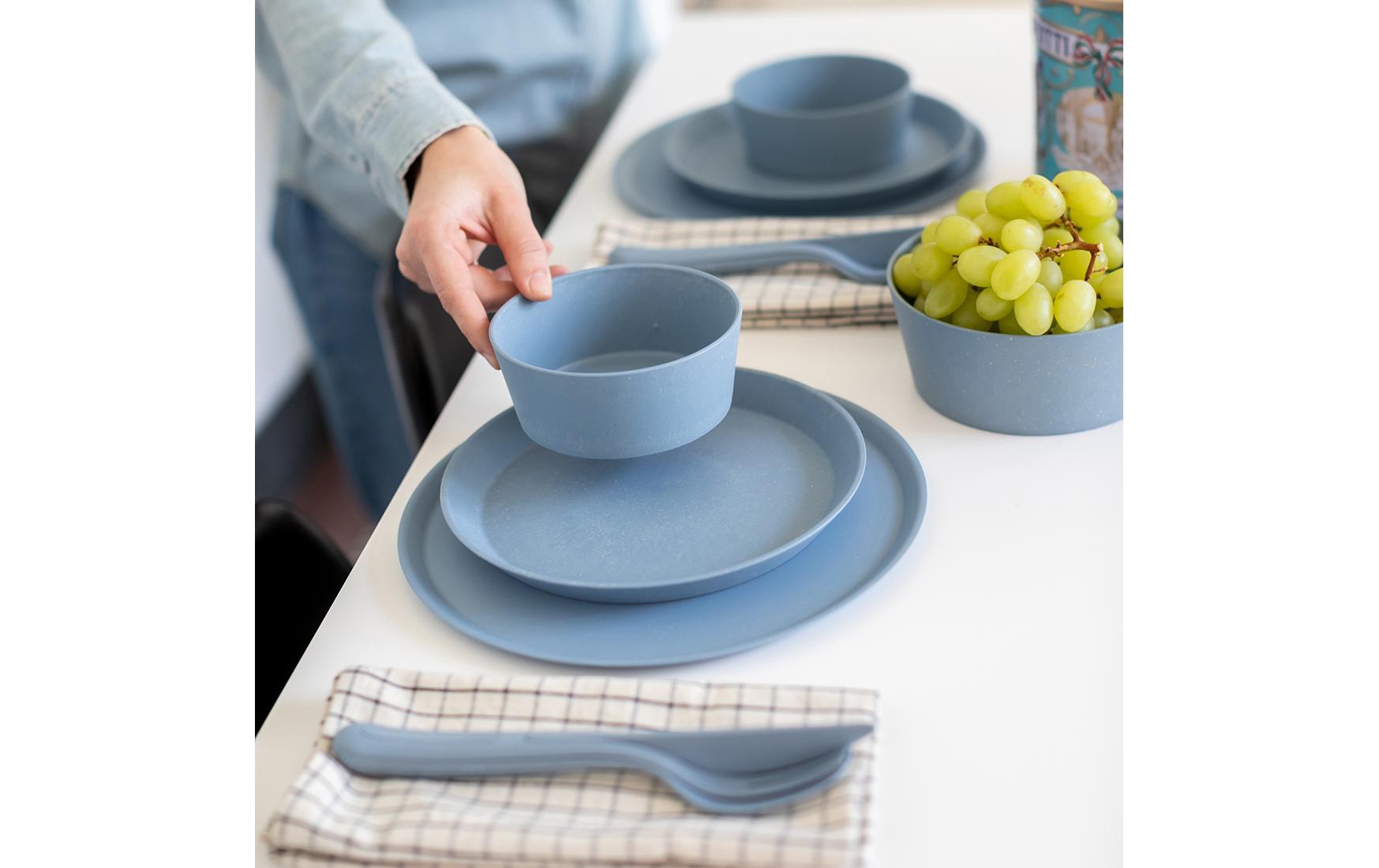 Koziol Besteck-Set to go Klikk 3-teilig, Blaugrau