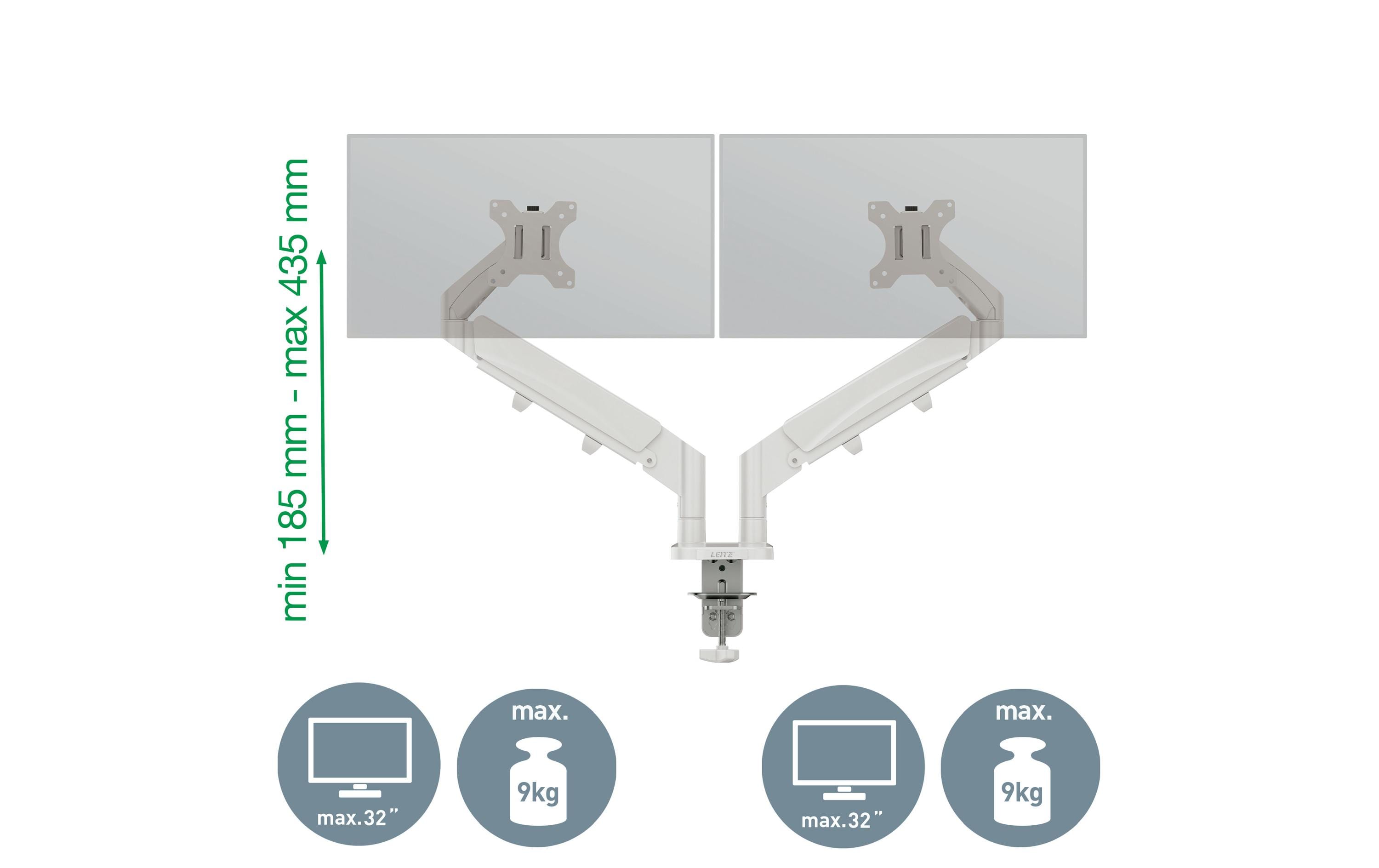 Leitz Tischhalterung Dual Monitorarm Ergo bis 9 kg – Grau