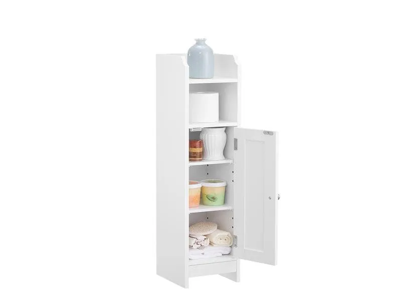 VASAGLE Badezimmerregal mit Tür 80 x 20 cm, Weiss VASAGLE Badezimmerregal mit Tür 80 x 20 cm, Weiss