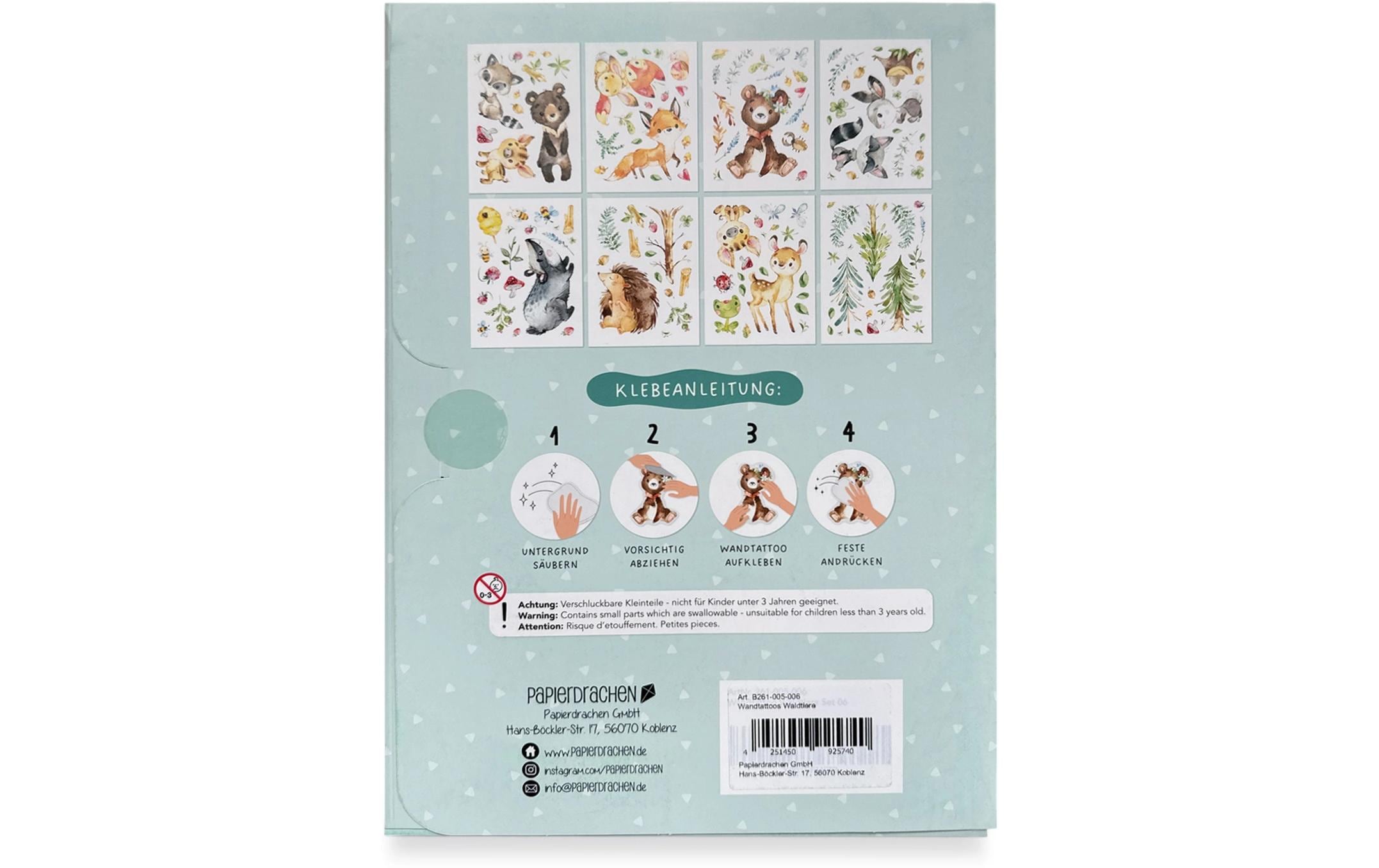 Papierdrachen Wandtattoo-Set Waldtiere