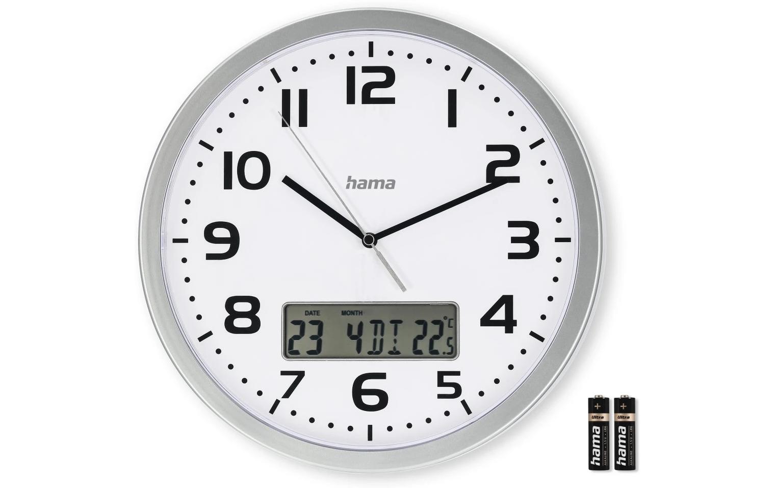 Hama Wanduhr Moorea Ø 30 cm, Silber