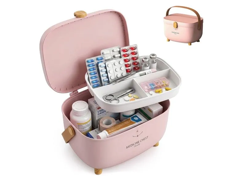 relaxdays Medizinbox aus Kunststoff Hellbraun/Rosa 18 x 28 x 20 cm relaxdays Medizinbox aus Kunststoff Hellbraun/Rosa 18 x 28 x 20 cm