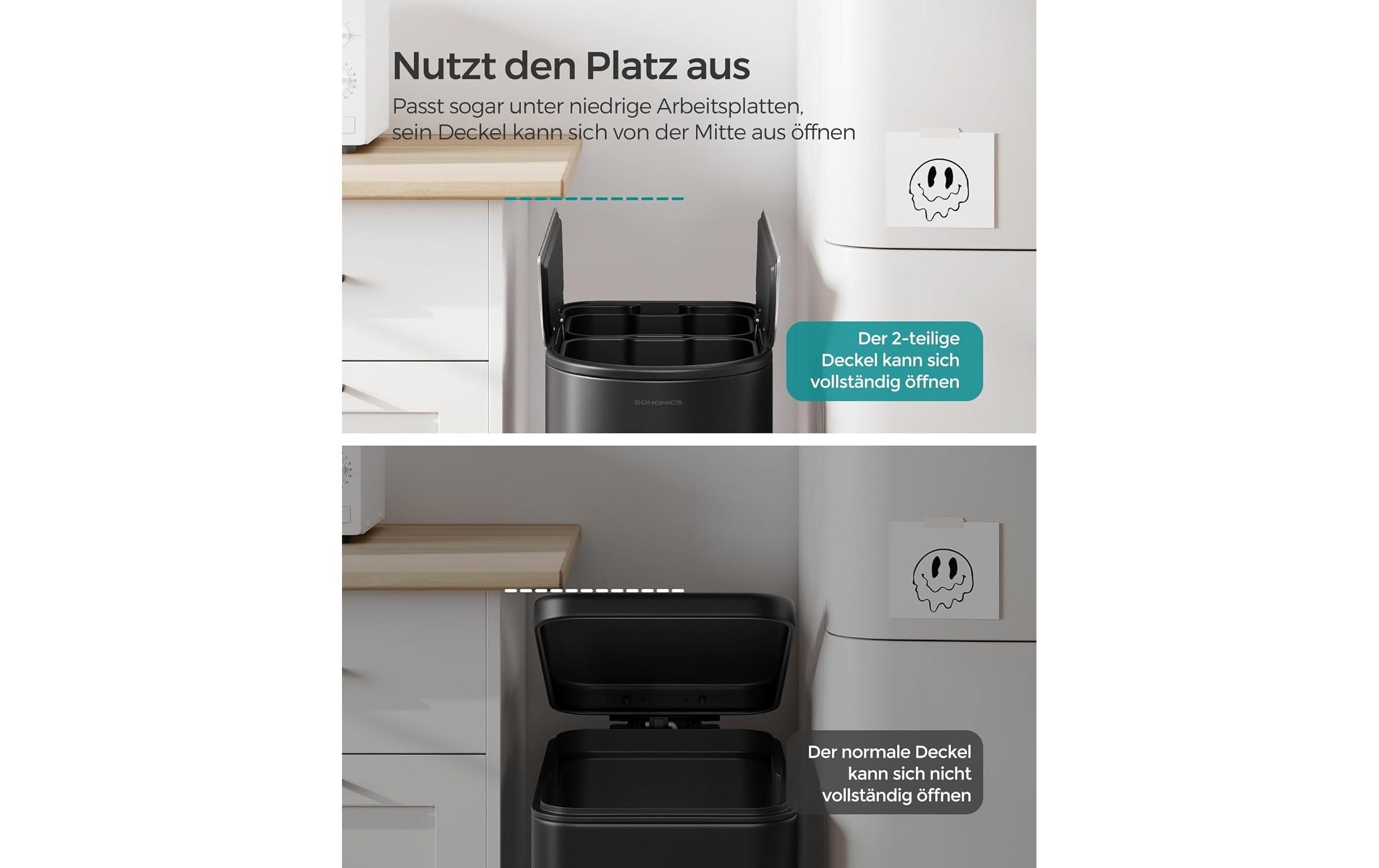 Songmics Abfalleimer 30 l, Schwarz