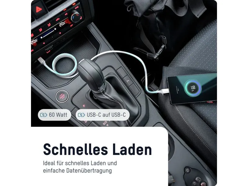 Ansmann Magnetisches Silikonkabel USB-C auf USB-C, weiss, 120 cm