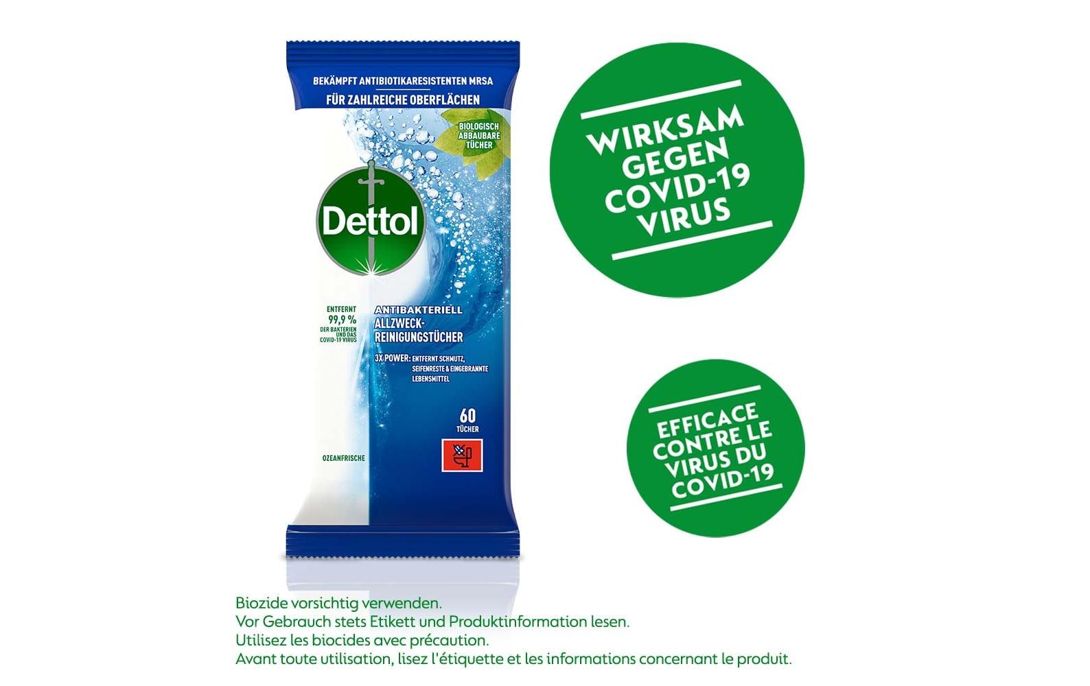 Dettol Allzweck-Reinigungstücher Ozeanfrische 60 Stück Dettol Allzweck-Reinigungstücher Ozeanfrische 60 Stück