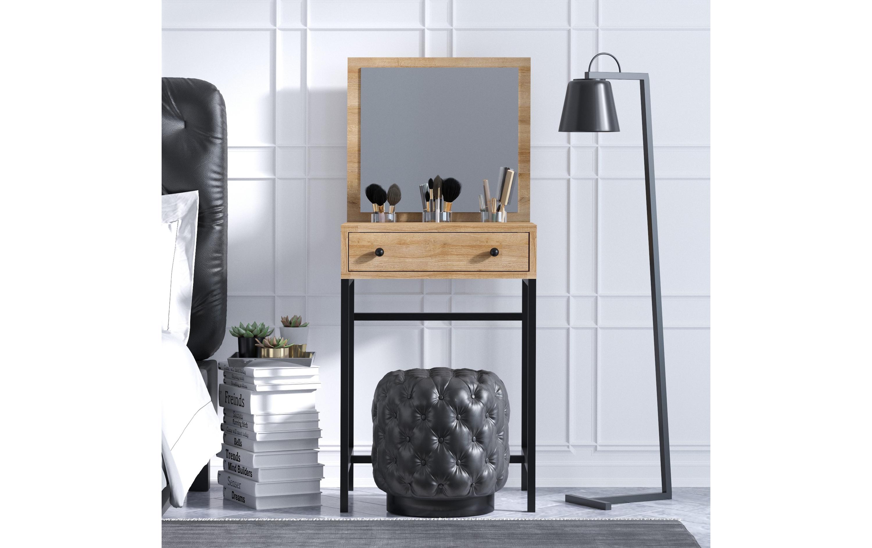 Woody Fashion Schminktisch Mary 50 x 128 x 50 cm, Braun/Schwarz