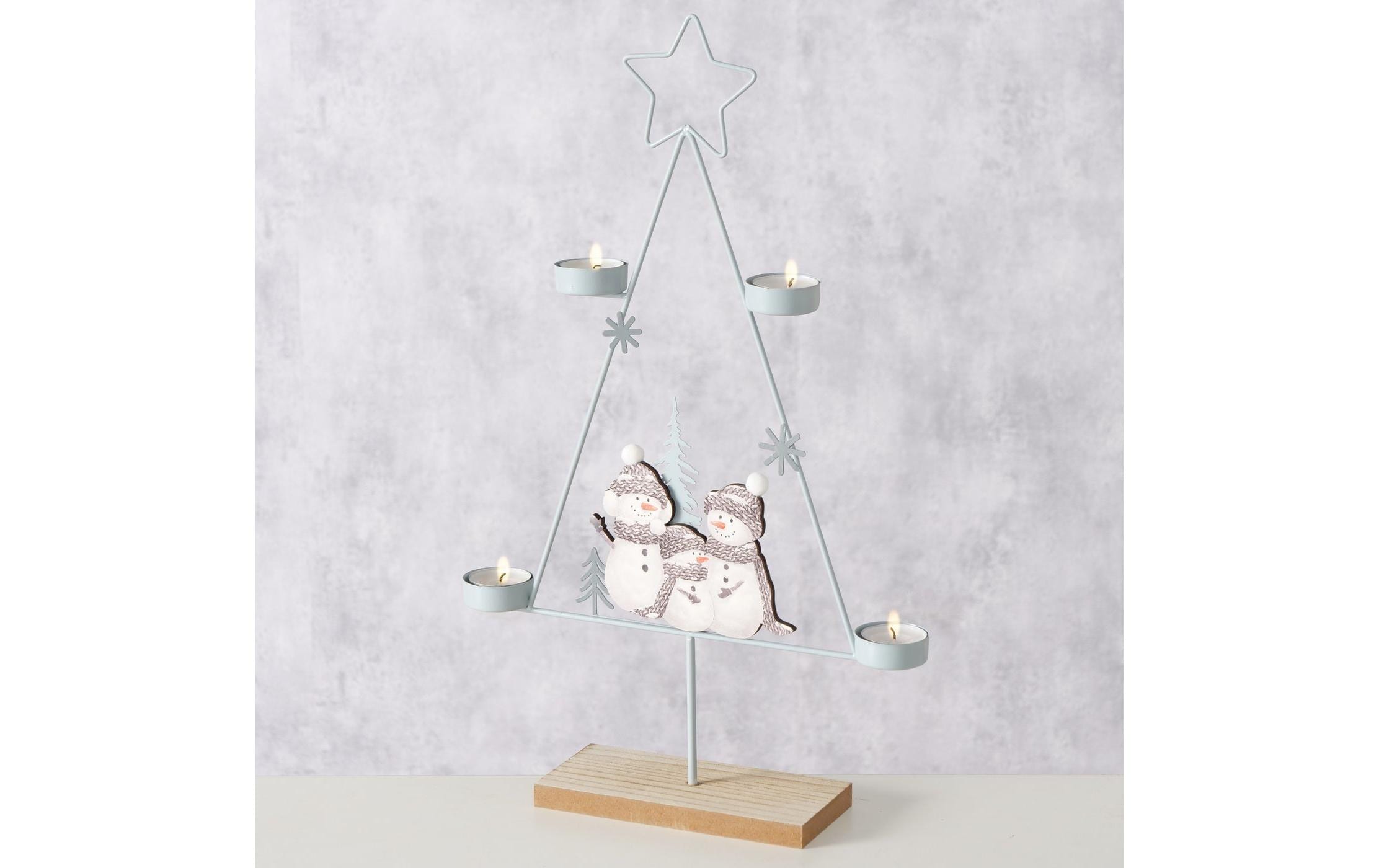 Boltze Teelichthalter Frosty Holz, 31 x 49.5 cm