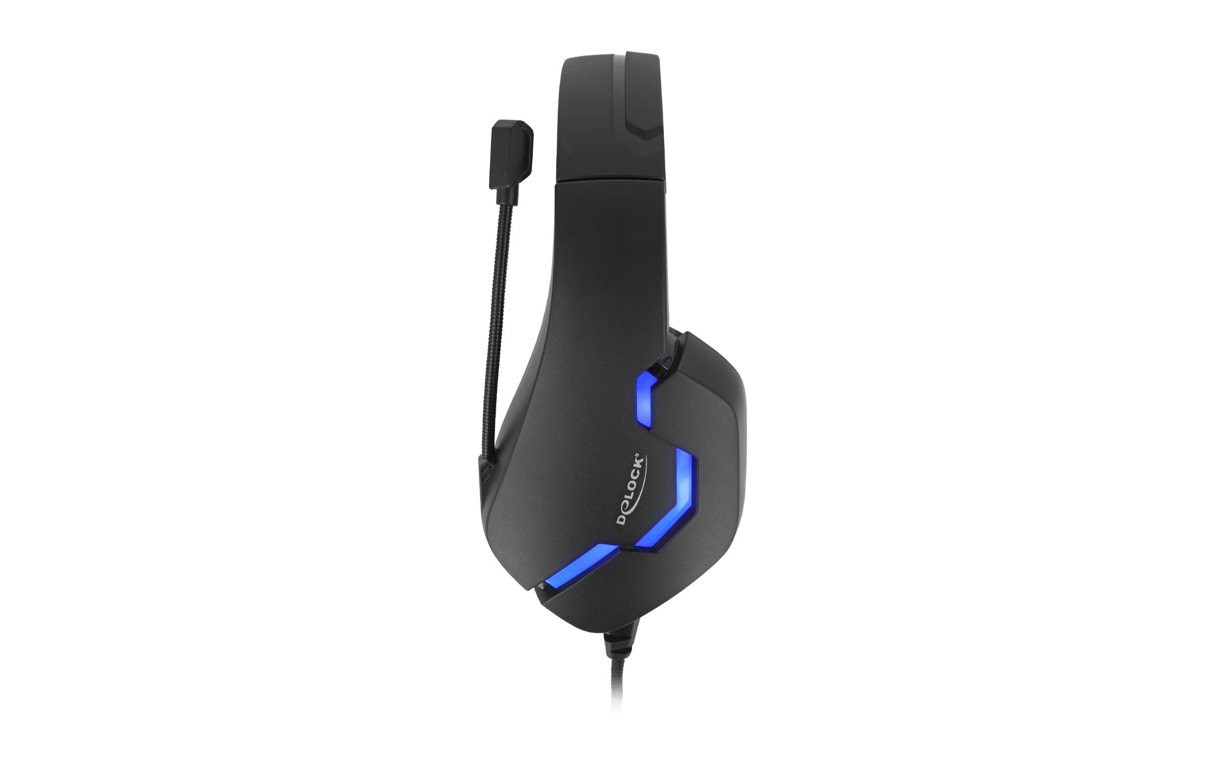 Delock Headset Gaming Over-Ear LED für PC,Notebook,Konsolen Schwarz