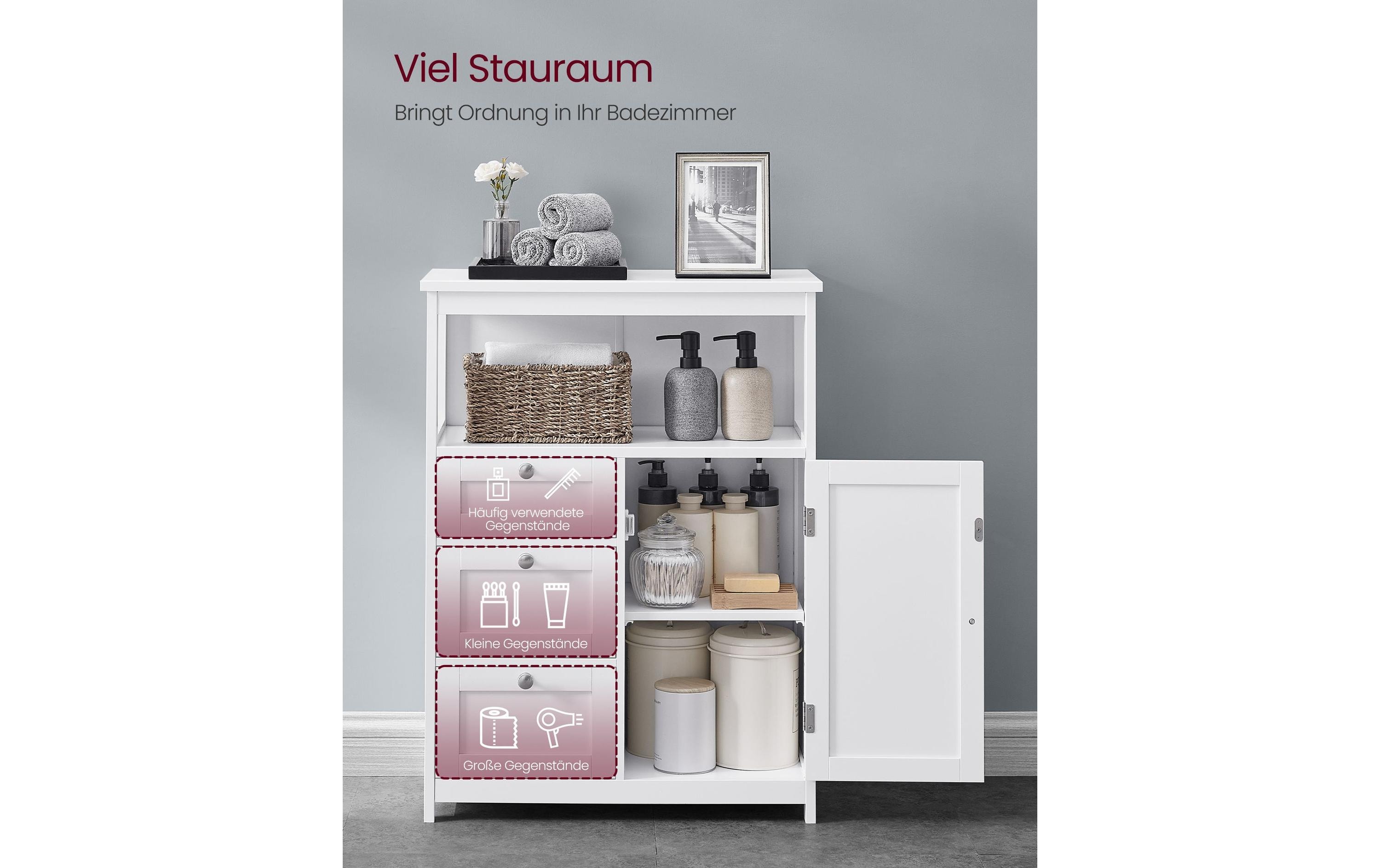 VASAGLE Kommode Floor Cabinet, MDF, 60 x 80 cm, Weiss