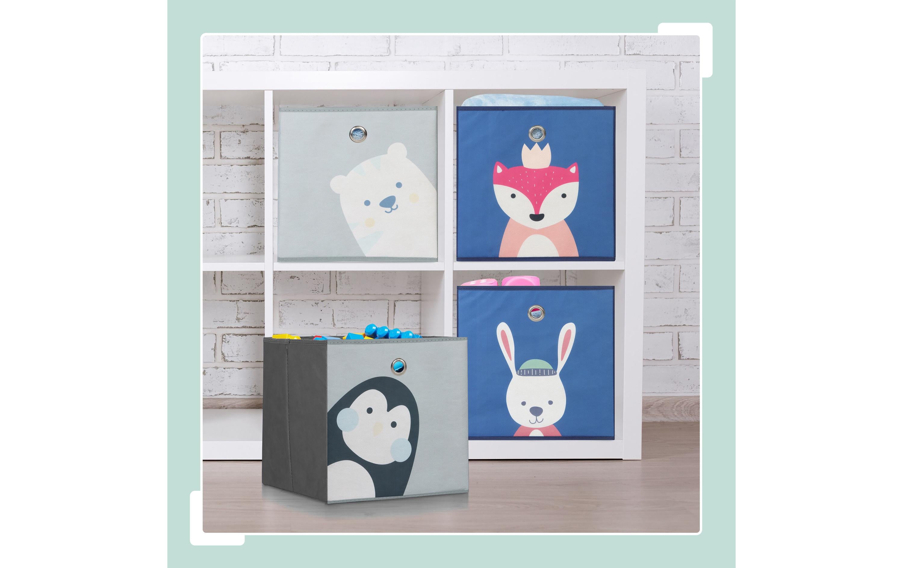 relaxdays Spielzeugbox Tiere 4 Stück