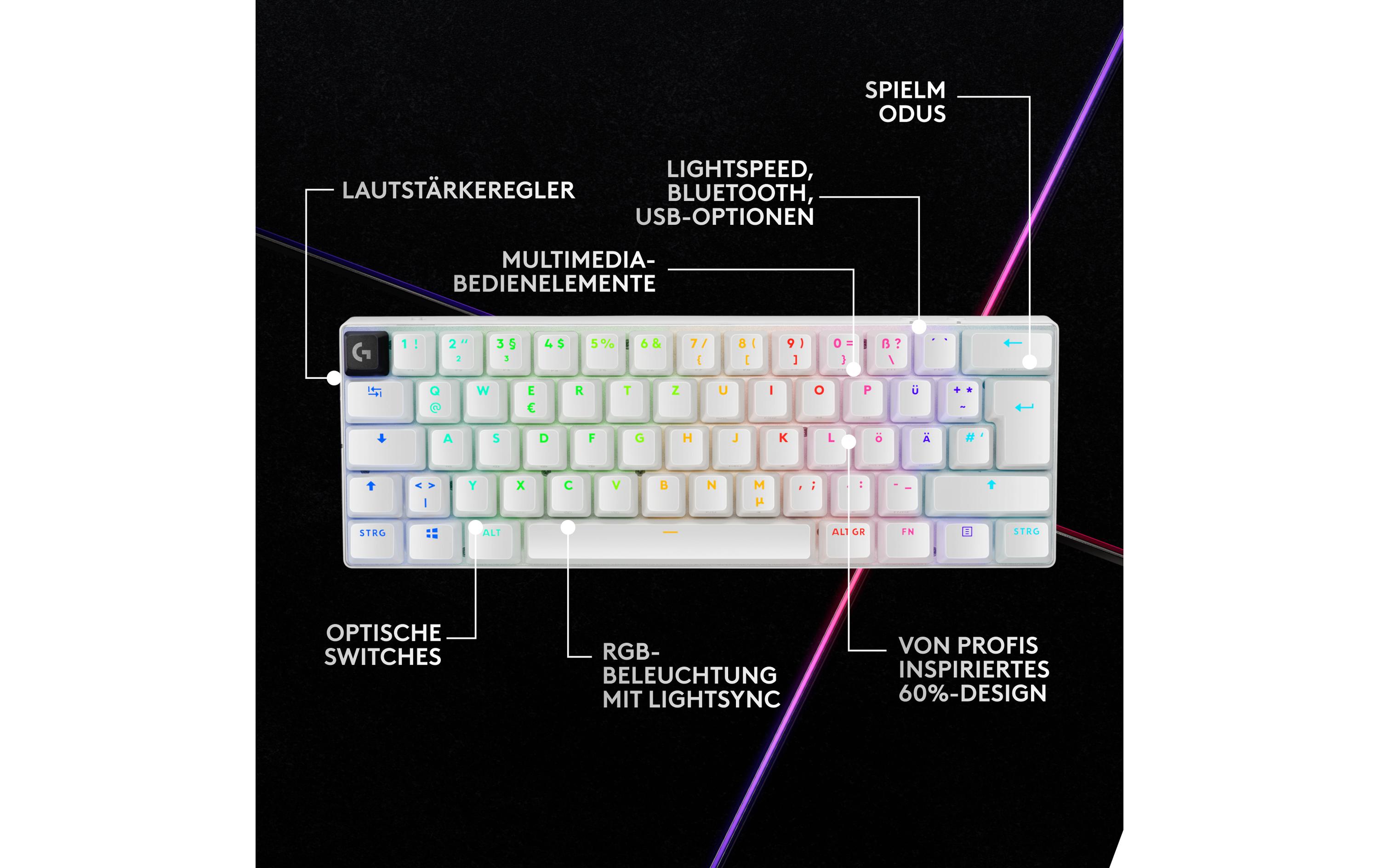 Logitech Gaming-Tastatur Pro X 60 Lightspeed White