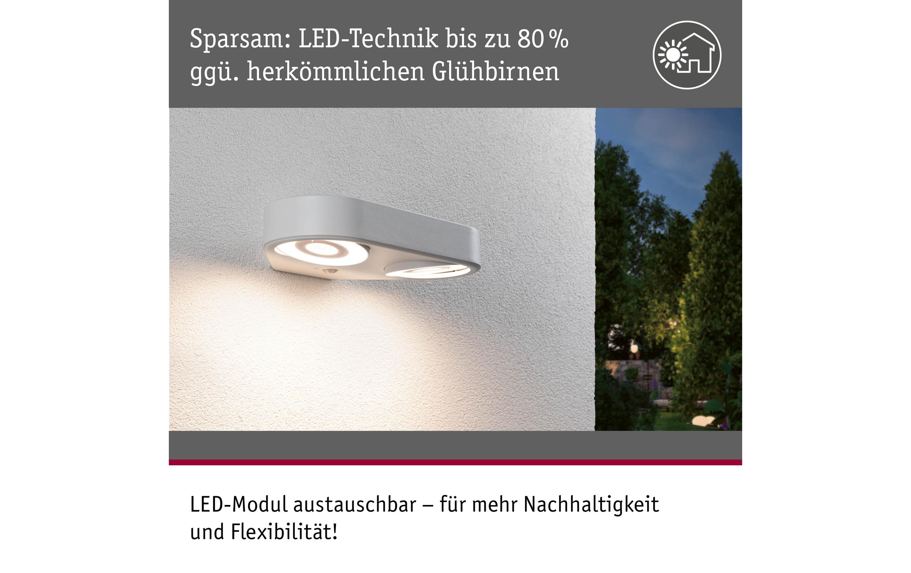 Paulmann LED Aussenwandleuchte Silma Bewegungsmelder Weiss