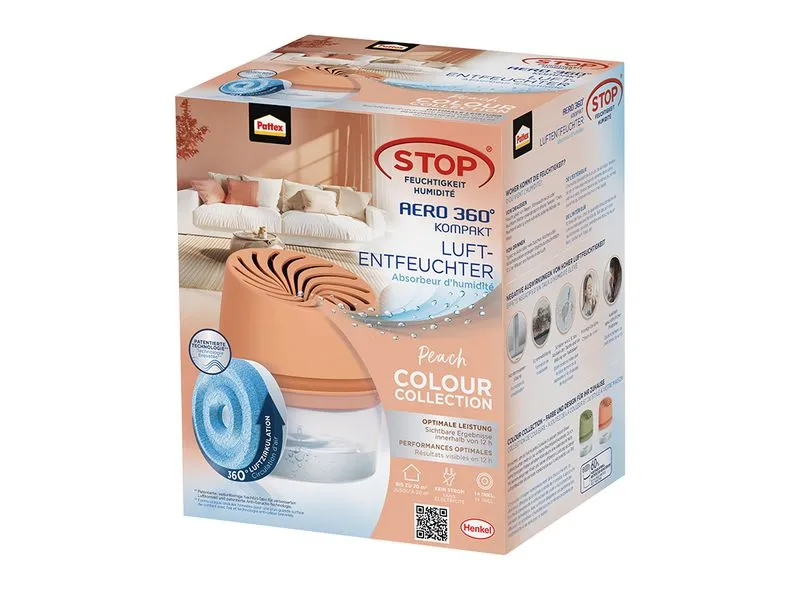 Pattex AERO 360° Luftentfeuchter mit Nachfülltab, 450 g, Pfirsich Pattex AERO 360° Luftentfeuchter mit Nachfülltab, 450 g, Pfirsich