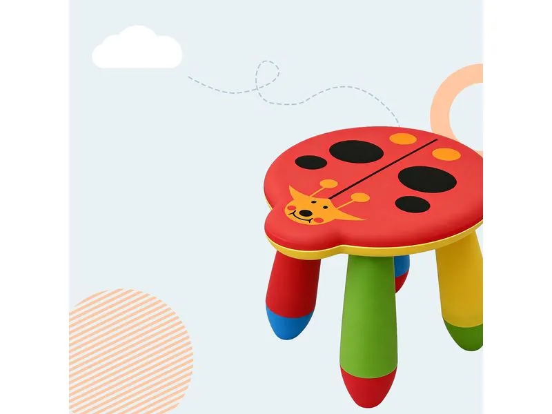 relaxdays Kinderhocker Marienkäfer, 25 x 32 cm, Mehrfarbig