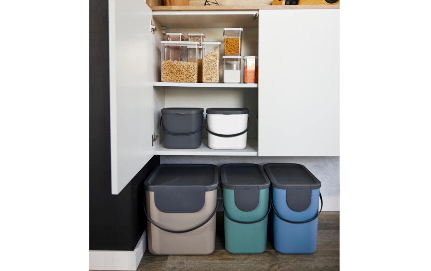 Rotho Recyclingbehälter Albula 40 l, Blau/Grau/Schwarz