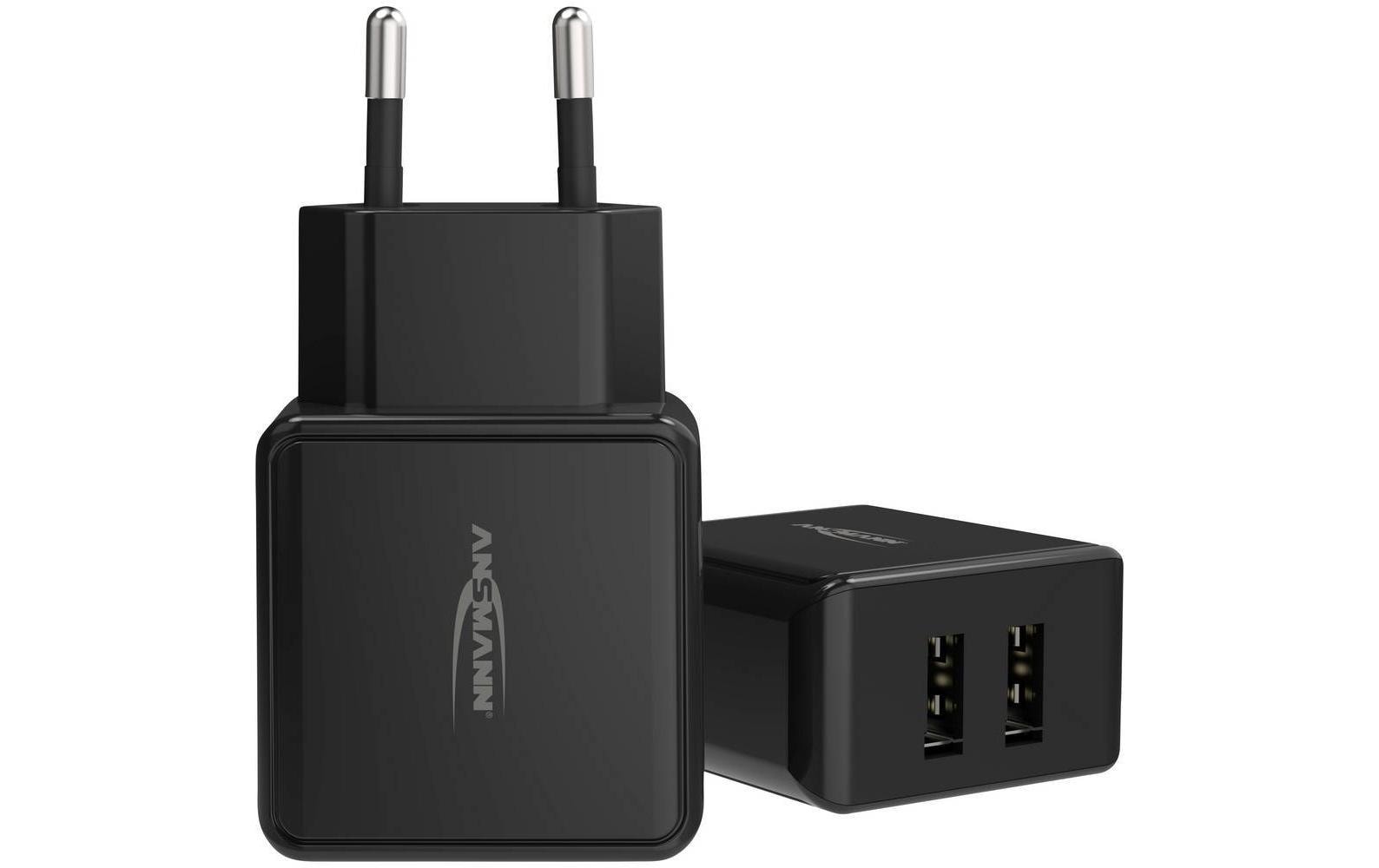 Ansmann USB-Wandladegerät Home Charger HC212, 12W, 2x USB, Schwarz Ansmann USB-Wandladegerät Home Charger HC212, 12W, 2x USB, Schwarz